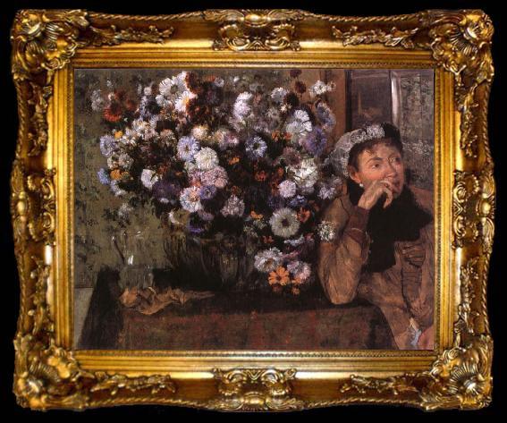 framed  Edgar Degas A Woman seated beside a vase of flowers, ta009-2